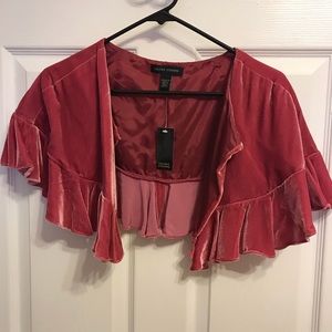 Rose velvet capelet